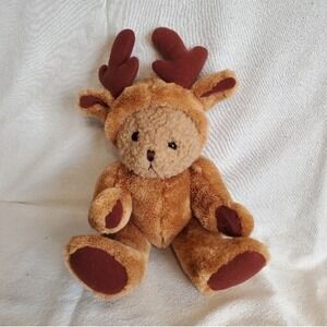 Teddy Bear in Reindeer‎ Costume Plush 12"  ABC Distributing Vintage No Scarf